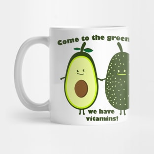 Avocado couple with vitamins Mug